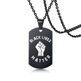 Pendentif Colliers Black Lives Matter Collier Hiphop En Acier Inoxydable Protest Militaire Marque Garçon Bijoux Cadeaux Drop Delivery Pendentifs Dhw1I
