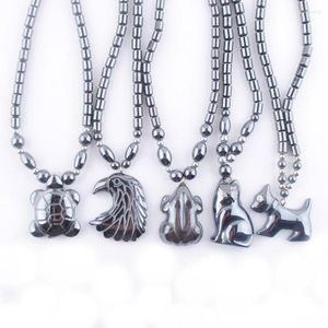 Pendentif Colliers Noir Non Magnétique Naturel Hématite Perles Animal Dangle Collier 17,5 Pouces Mode Femmes Bijoux IBF303