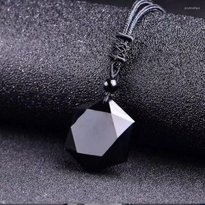 Hanger Kettingen Zwarte Obsidiaan Ketting Voor Vrouwen Mannen Hexagram Vorm Steen Quartz Trui Keten Diy Chi Kristal Amulet Sieraden