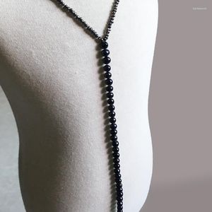 Hanger kettingen zwarte parel ketting voor vrouwen mode sieraden y vorm eenvoudige stijl magneet sluiting