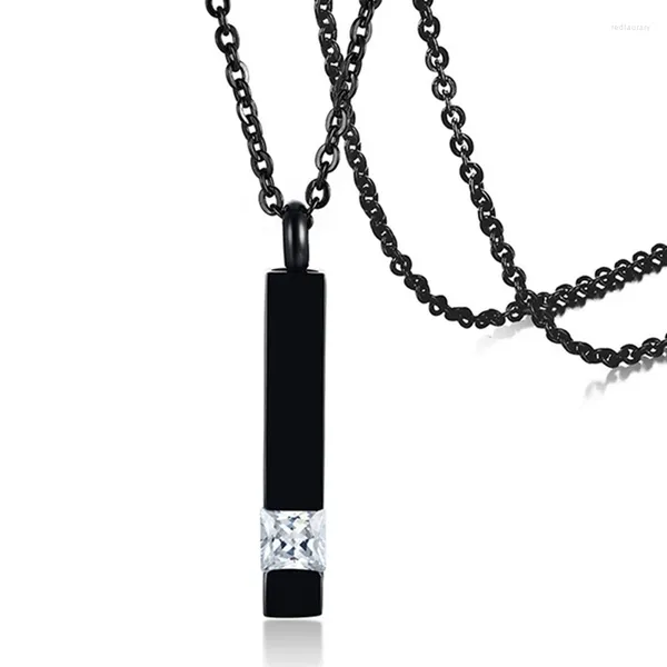 Colliers pendants Placage noir Cristal Bar Cremation Bijoux pour cendres en acier inoxydable Savourée commémorative Urn Collier Femmes Hommes