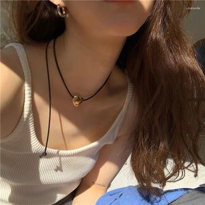 Pendentif Colliers Corde Noire Chaîne Coeur Collier Pour Femmes Mode Coréenne Adolescentes Y2k Bijoux Mone