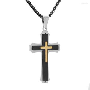 Pendentif Colliers Ton Noir En Acier Inoxydable 316L Collier De Mode Charme 30 53mm Croix Pour Hommes Cadeaux Résultats De Bijoux 24 ''