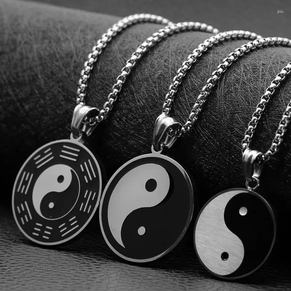 Pendentif Colliers Noir Blanc Gossip Yin Yang Acier inoxydable pour femmes Homme Amis BFF CollierPendentifs Couple Collier Collier