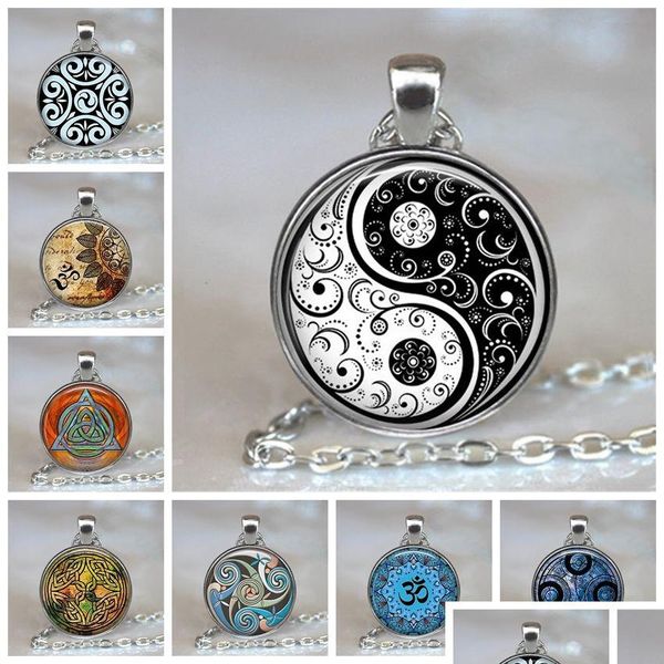 Colliers pendants Blanc Blanc Gothic Yin Yang Collier Cabochon Yoga Yoga Zen Gift Christmas Gift For Lover Wholesale Dro Drog7