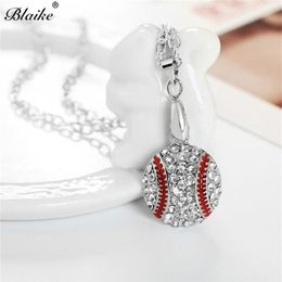 Pendentif Colliers Blaike Argent Couleur Baseball Collier Exquis Incrustation Zircon Pour Les Femmes De Mariage Bijoux Cadeau 2596