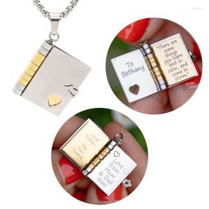 Hanger Kettingen Blanco Openbare Boek Ketting Roestvrij Staal Po Medaillon Hals Ketting Voor Mannen Vrouwen Paar Gift DIY Sieraden Accessoires