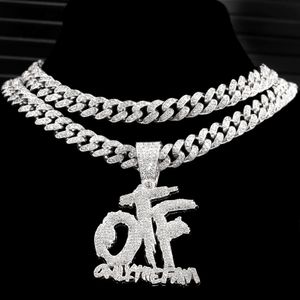 Hanger Kettingen Bling Iced Out OTF Brief Cubaanse Ketting voor Vrouwen Mannen Glanzende Zirkoon Tennis Chain Hip Hop Sieraden 230714