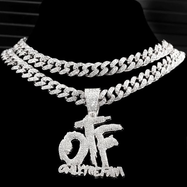 Colliers pendants Bling Iced Out Otf Lettre Collier cubain pour femmes hommes Bijoux Hip Hop Bijoux Hip Hop Bijoux Hip Hop Bijoux Hip Hop 230714