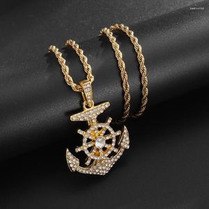 Pendentif Colliers Bling Out Viking Anchor Collier Boussole Nautique Lucky Amulette Hommes Rock Hip Hop Bijoux Cadeau