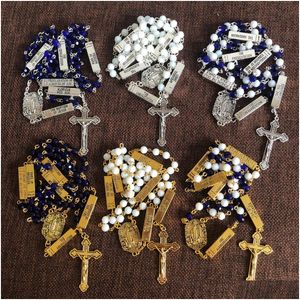 Hanger kettingen blingbling 6m mm sier kleur kristal strass kralen vijf mysteries rozenkrans Rosary Relius katholieke rosario drop levering juweel dhlna