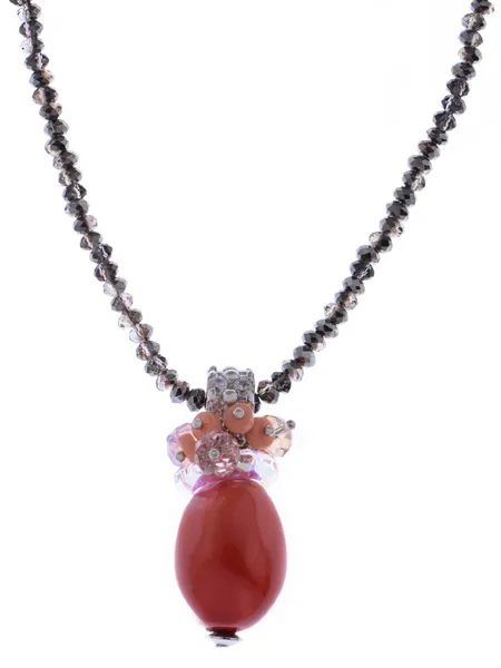 Colliers pendentifs Collier de strass en cristal d'amulette de poche en pierre d'orange sanguine