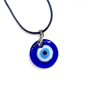 Collares colgantes Ojo azul Vidrio Cuerda de cuero Collar Evil Lucky Protección Joyería para hombres Mujeres