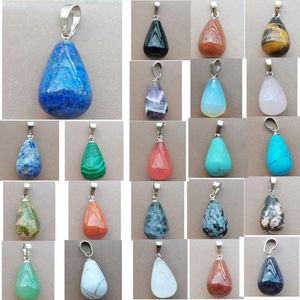 Collares pendientes Arena azul Aventurina Ópalo Piedra dorada Ojo de tigre Lapislázuli Howlita Cristal Malaquita Gota WFH886