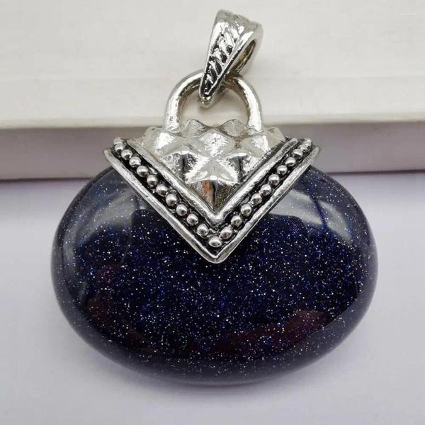 Colliers pendants Bijoux sur une perle en pierre de grès bleu S616