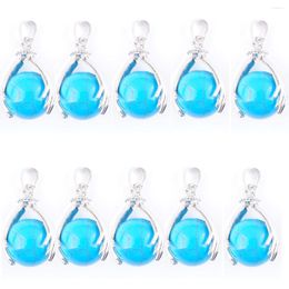 Pendentifs Colliers Pendentifs en pierre Turquoises bleues 16mm boule ronde mains paume balancent Reiki Chakra guérison charme bijoux en gros 10 pièces TN3154