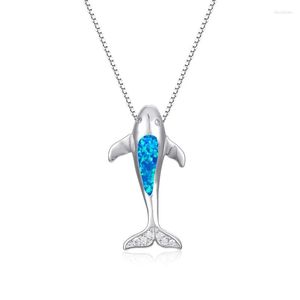 Pendentif Colliers Bleu Blanc Opale Pierre Charme Collier Animal Mignon Baleine Boho Or Argent Couleur Chaîne Pour Femmes Bijoux