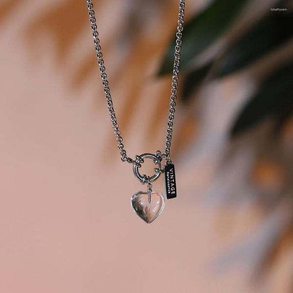 Collares pendientes BoBo COVER Love Peach Heart Collar Cristal para mujer Cadena de clavícula Regalo de joyería de acero de titanio de alta calidad No se desvanece