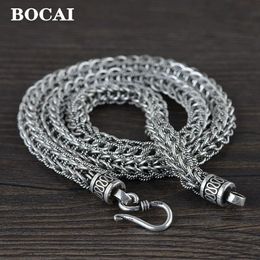 Collares colgantes BOCAI Real Solid S925 Joyería de plata pura Collar de moda para hombres Cadena de ondulación de agua S Gancho 231110