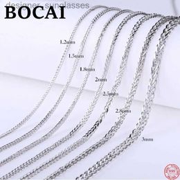 Collares colgantes BOCAI Sterling Silver S999 Collar para mujeres Hombres Nueva moda Tres círculos 1.2-2.8mm Cadena de tejido Argentum Joyería R's GiftL231218