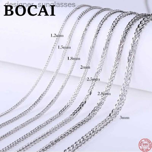 Pendentif colliers BOCAI collier en argent Sterling S999 pour femmes hommes nouvelle mode trois cercles 1.2-2.8mm chaîne tissée Argentum bijoux r's GiftL231218