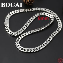 Pendentif Colliers BOCAI à la mode S925 collier en argent Sterling pour hommes femmes Simple 7mm 8mm chaîne de fouet pur Argentum bijoux de mode 221119