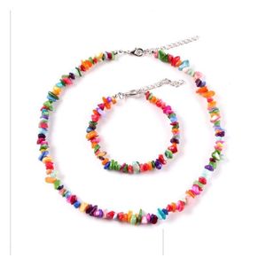 Hanger Kettingen Bohemen Colorf Kralen Grind Turkoois Choker Natuurlijke Stenen Ketting Voor Vrouwen Mode-sieraden Drop Delivery Penda Dhgcy