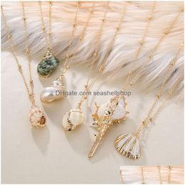 Colliers pendants Bohemia Conch Shells Collier Natural Sea Beach Shell for Women Female Cowrie Summer Party Gift Bijoux avec or Be Dhoan