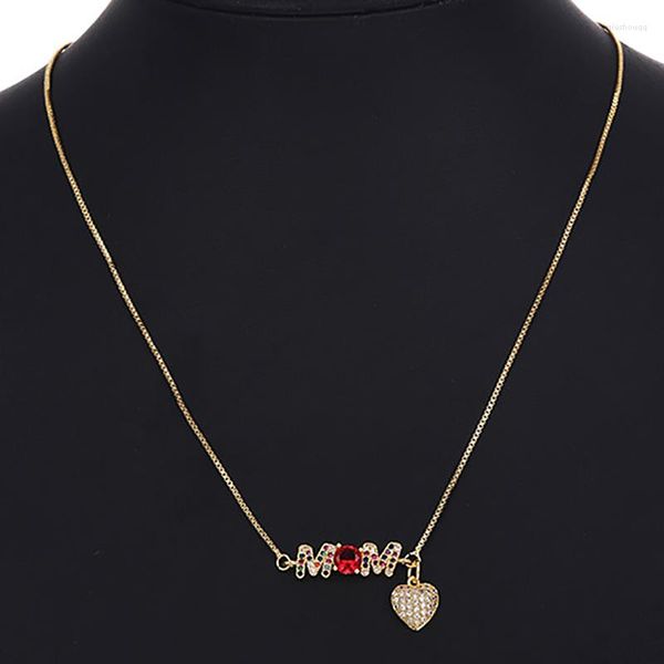 Pendentif Colliers Bohême Personnalisé Maman Long Pour Les Femmes De Luxe Charme Rouge Cristal À La Main Collier Ras Du Cou Fête Des Mères Bijoux Cadeau