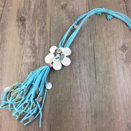 Pendentif colliers bohême coquille fleurs pierre naturelle collier en cuir pour femmes filles chaîne bande mode Boho bijoux cadeaux