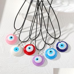 Colliers pendants Bohême Collier Turkish Blue Evil Eye For Women Colorf Résine TRENDY LUCKET CAMP CHAMPLE BIJOUR BIJOUR DROP DHGARDEN DHYDG