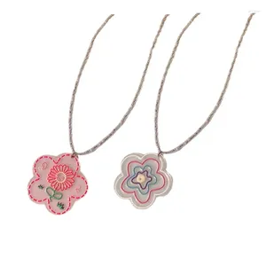 Pendentif Colliers Bohemian Collier de perles Été Acrylique Fleur Hawaii Beach Bijoux Convient aux dames et aux filles