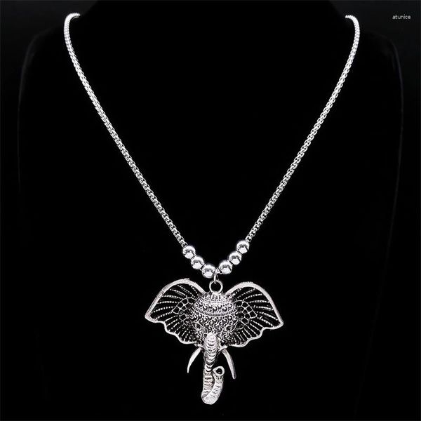 Pendentif Colliers Bohème Ethnique Éléphant Collier Pour Femmes/Hommes Vintage Chaîne En Acier Inoxydable Cadeaux De Noël Bijoux Bijoux