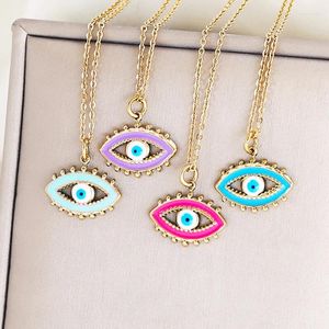 Pendentif Colliers Bohemian Evil Blue Eye Boucles d'oreilles pour femmes à la mode en acier inoxydable bijoux de fête plaqué or zircone incrustation cadeau