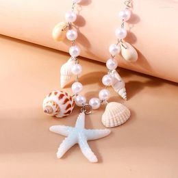 Collares colgantes de imitación de cáscara de perla bucemia para mujeres resina de moda estrella estrella gargantilla joya de playa de vacaciones de verano