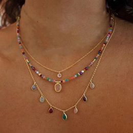 Collares colgantes Bohemia multicapa cuentas hechas a mano cadena borlas de moda joyería de cristal colorida para mujeres accesorios X0180 230831