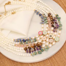 Pendentif Colliers Bohème naturel pierre perle collier de perles pour les femmes mode yeux ronds collier chaîne fille bijoux faits à la main fête cadeau 230831