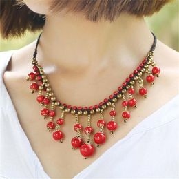 Collares colgantes, collar bohemio, cadena para la cabeza, tocado de borla turquesa a la moda, joyería sencilla para mujer, regalo para Amiga, venta al por mayor