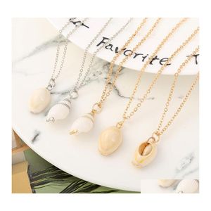 Hanger kettingen Bohemian Sea Shell Conch ketting voor vrouwen strand zeeschelp charme goud sier ketens vrouwelijke boho mode sieraden drop oty72