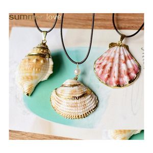 Pendentif Colliers Bohème Shell Collier D'été Style Étoile De Mer Naturelle Conque Corde Chaîne Plage Bijoux Accessoires Pour Drop Delivery Otymf