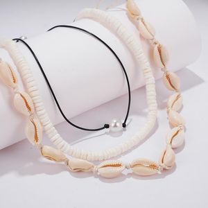 Hanger kettingen Boheemse schaal parel Pearl zacht aardewerk sleutelbeen ketting choker ketting voor vrouwen gelaagde vrouwelijke zomervakantie sieraden c