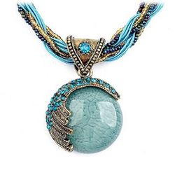 Pendentif Colliers Bohème Déclaration Perlée Vintage Bijoux Turquoise pierre naturelle Collier pour Femmes Collier Pendentif 230831