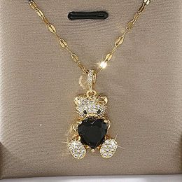 Pendentif Colliers Style bohème en forme de coeur en zircon noir pendentif collier de fiançailles femme bijoux en cuivre animaux accessoires décapsuleur G220524