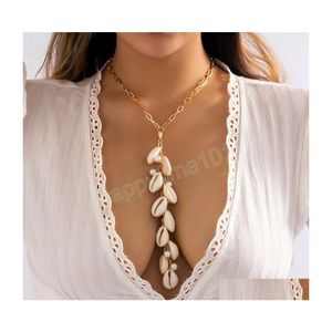 Colliers pendants Bohemian Summer Beach Natural Shell Long Chain Chain Collier Fomen Conch Seashell Simple Tassel Fashion Jewelry Dro Dro Dhbua