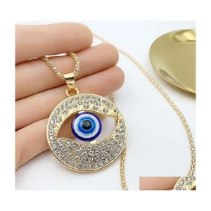 Pendentif Colliers Bohème Vintage Turc Evil Blue Eye Mode Clavicule Chaîne Déclaration Long Collier Femmes Bijoux Femme Collares Dhzpz