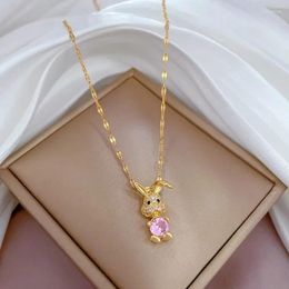 Pendentif Colliers Bohème Femmes Rose Zircon Mignon Animal Collier Fiançailles Pour Bijoux Cadeau De Fête En Gros