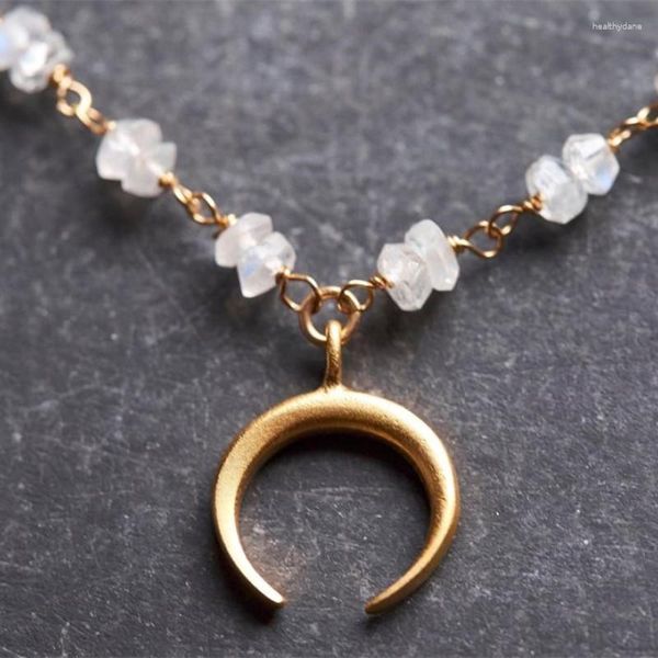 Collares pendientes Boho Crescent Crystal Moon Cadena Collar Para Hombre Mujer Gargantilla Moda Joyería Hecha A Mano Regalo