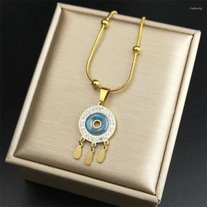 Colliers pendants Boho Dream Catcher Collier Bohemia en acier inoxydable Gol Couleur Clavicule Chaîne Femmes Bijoux NZZZ66