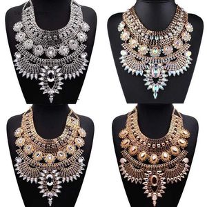 Hanger Kettingen Boho Etnische Grote Bib Maxi Choker Vrouwen Sieraden Indiase Vintage Verklaring Kristal Strass Grote Kraag Ketting GirlL231225