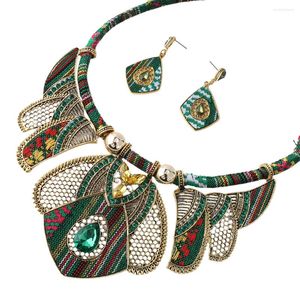 Hangertjes ketting Boho Etnisch Oorbellen Set Kostuum Sieraden Sets Dames Bohémien Folk-custom 14x7.5cm Legering Groen Zomer Miss